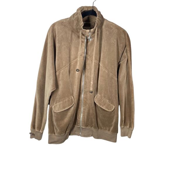 Jez Jackets & Blazers - Vintage Jez By Juanita Ritter Track Jacket Zip Up Velour Light Brown Womens VTG